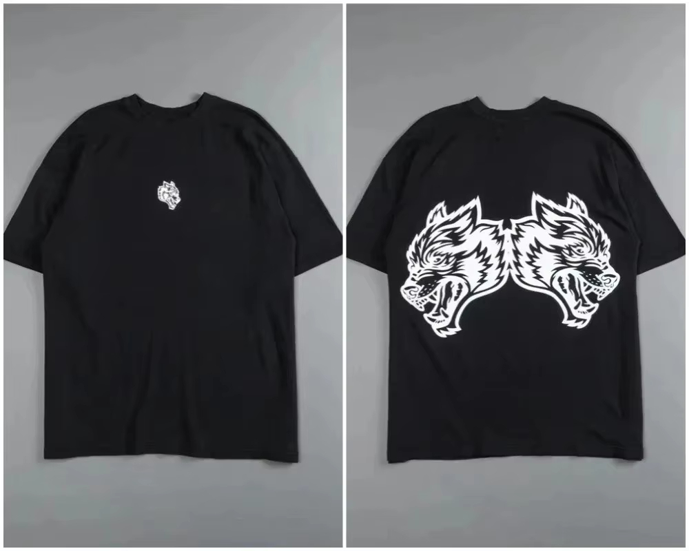 Streetwear High End Brand - Ретро-футболка с черной головой волка, высококачественная,