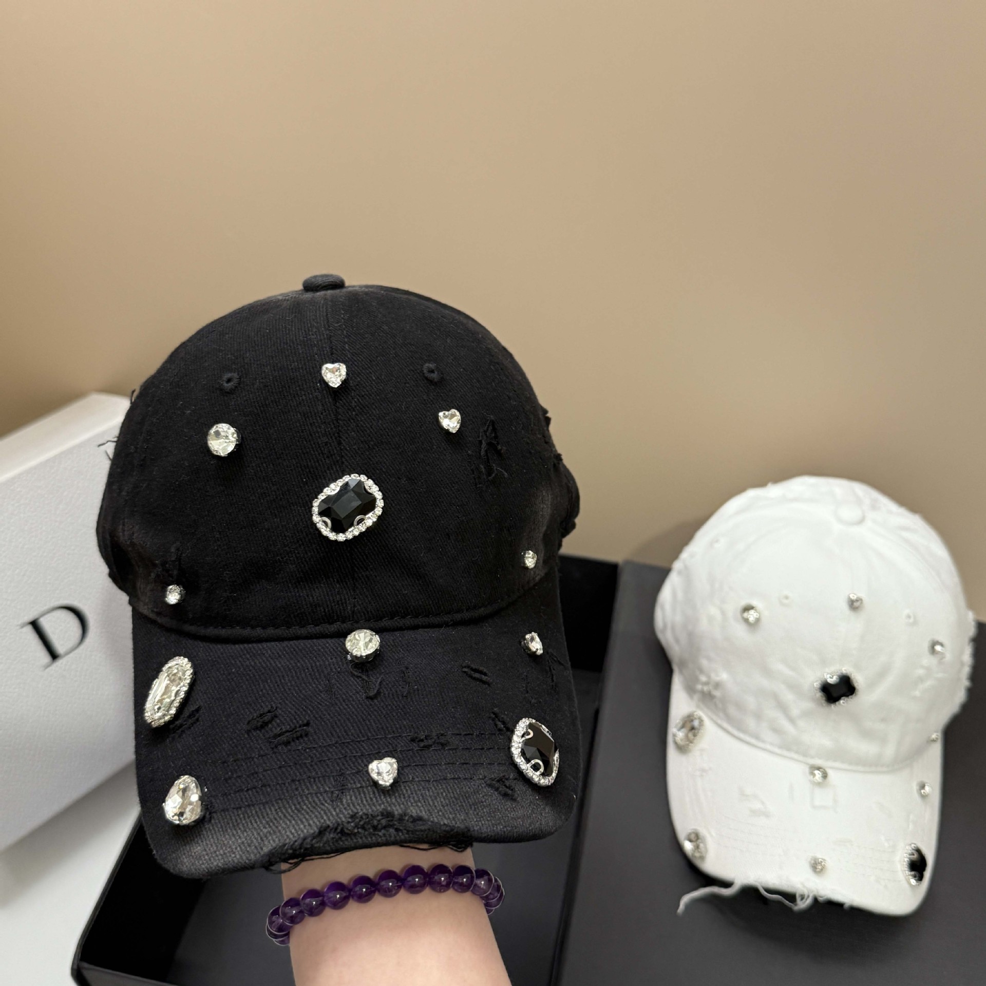 Streetwear Brand Beanie - Роскошная хлопковая бейсболка со стразами и